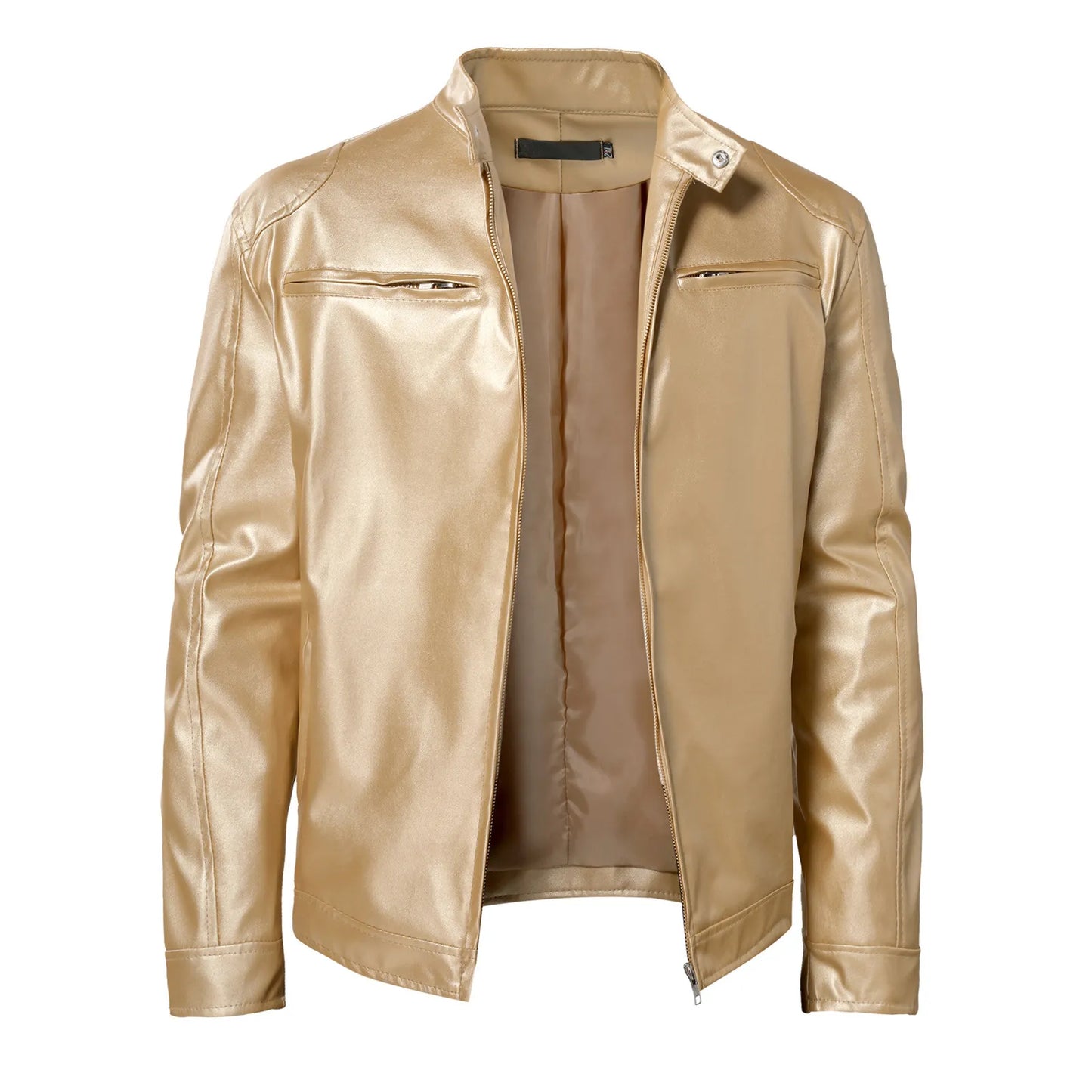 Shiny Gold Leather Jackets For Men